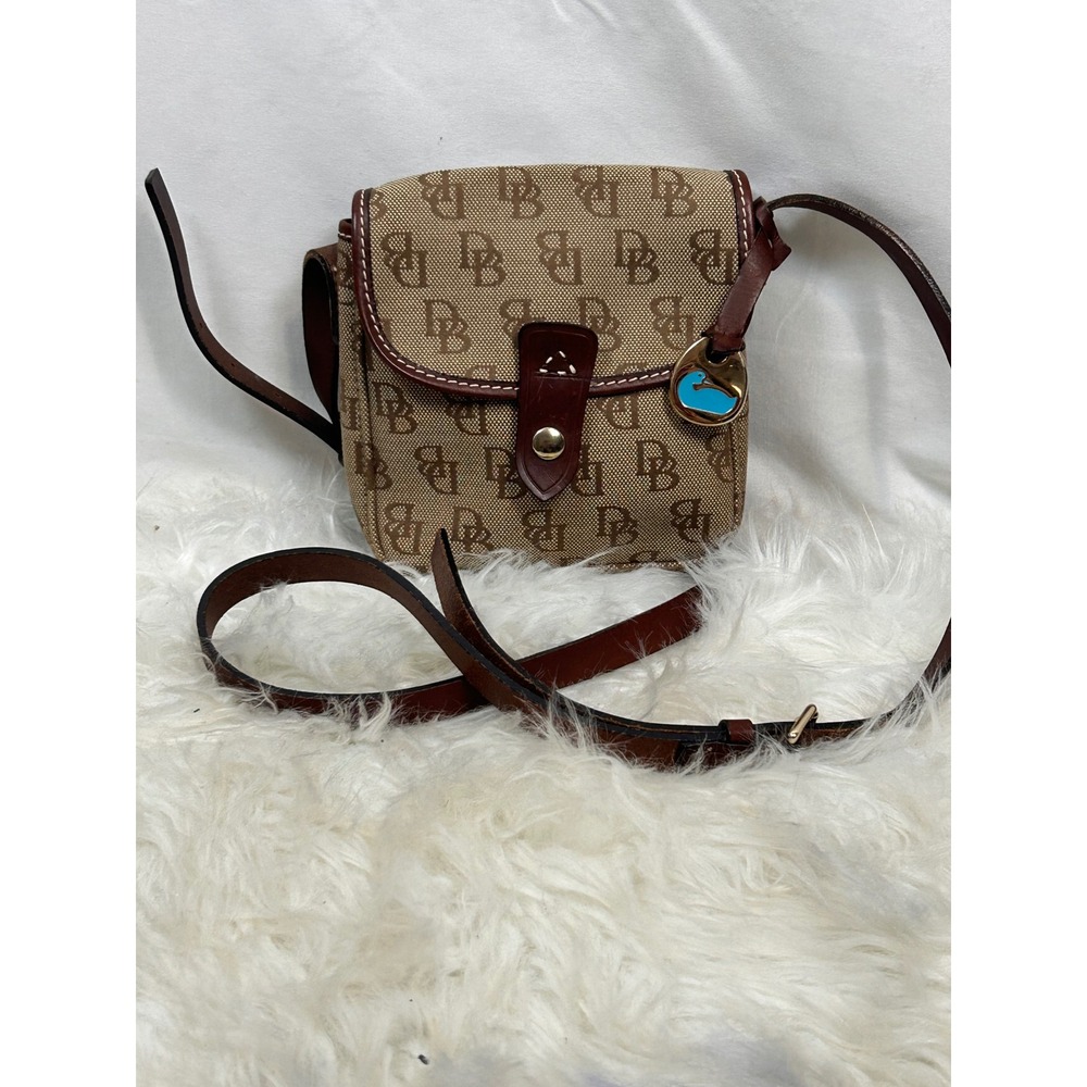 Dooney & Bourke Crossbody Bag Womens S Brown Excellent Monogram Canvas Charm - Picture 2 of 9